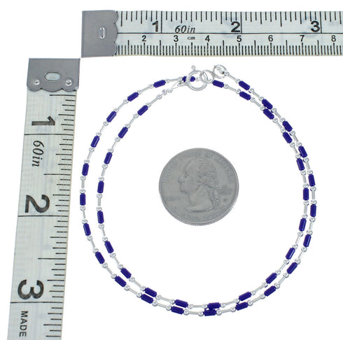 Lapis Sterling Silver Navajo Bead Necklace X11157